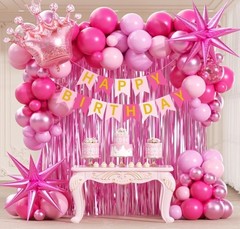 Hot Pink Birthday Decorations for Women with White Hot Pink Light Pink Foil Ball