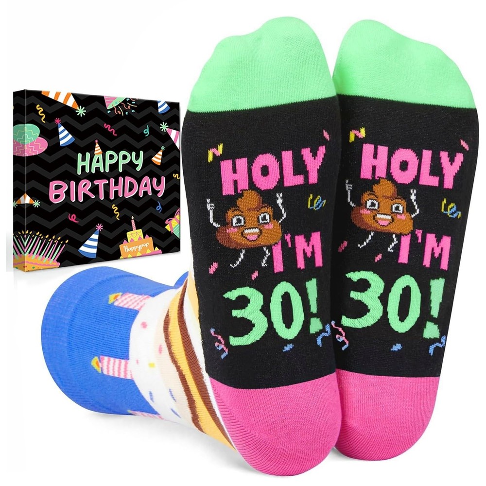 HAPPYPOP Funny Birthday Gifts – 30 35 40 45 50 55 Year Old Birthday Socks for Wo