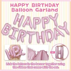 Pink Happy Balloon Garland Set with Flower Balloons, Hearts & Star – Elegant …