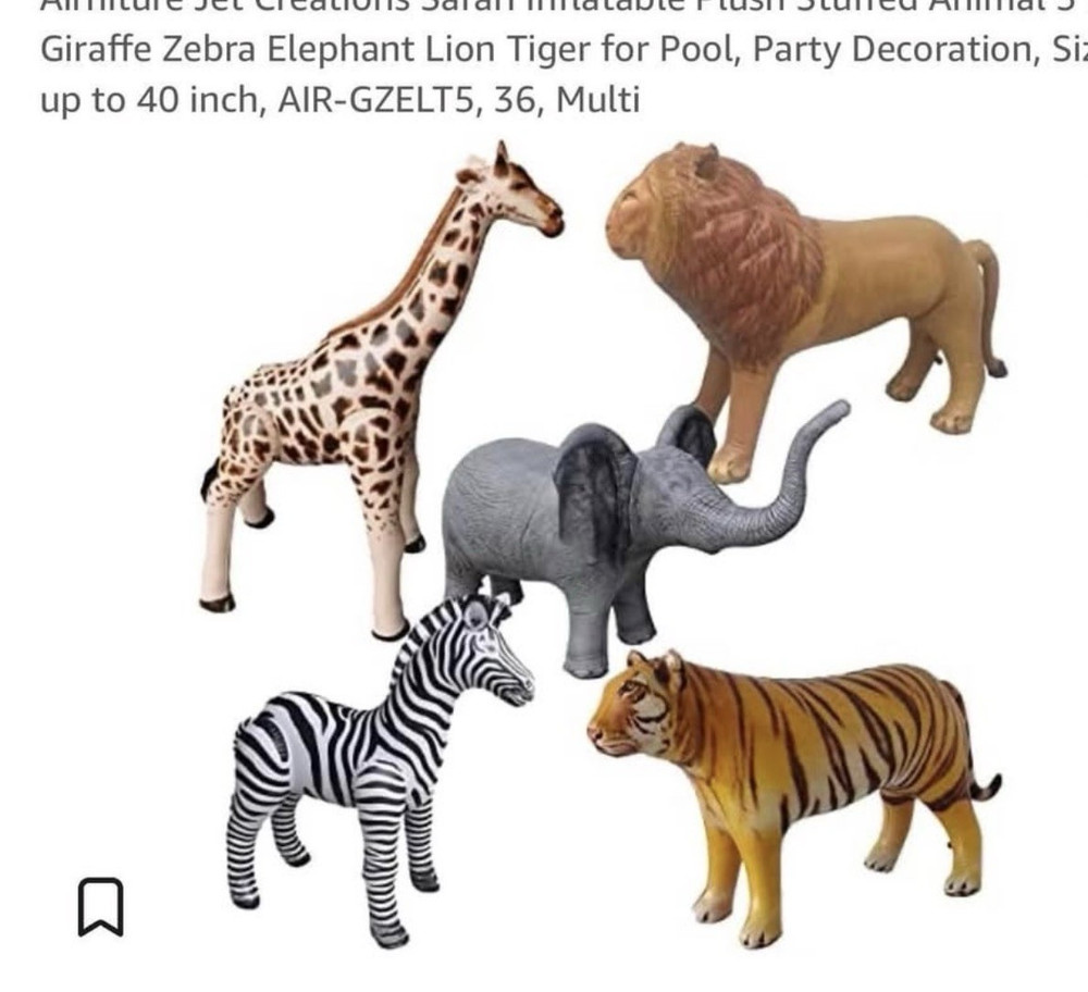Airniture Safari Inflatable Party Decorations 5 Pack Multicolor
