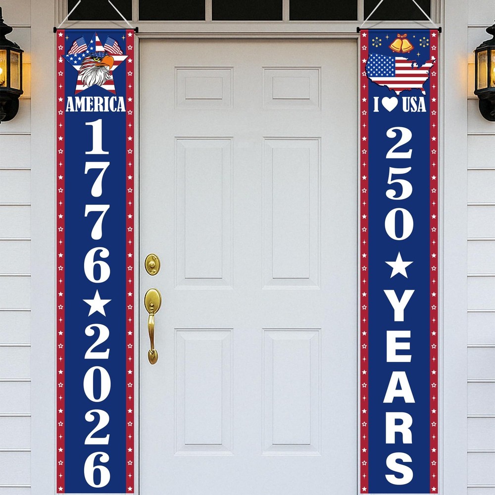 America 250 Decorations Door Banner 2 Pcs 250th Anniversary Decorations Patr…