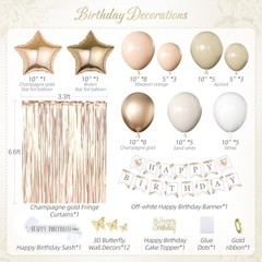 Beige Cream and Neutral Birthday Party Decorations with Happy Birthday Boho