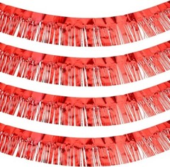 WILLBOND 6 Packs 10 Feet Foil Fringe Garland Metallic Tinsel Red