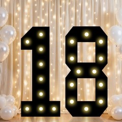 Marquee Numbers Black Party Decor | Large Lighted Number