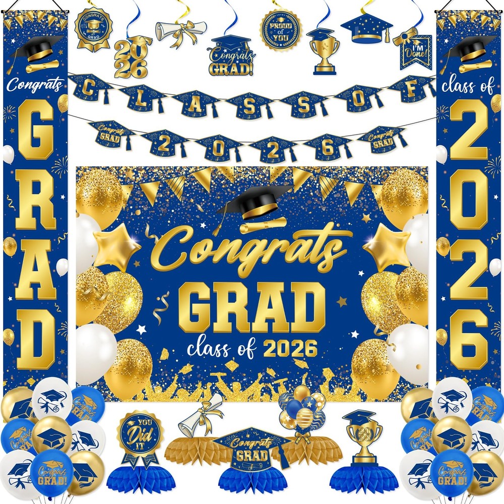 2026 Graduation Decorations Set – Congrats Grad Party Decor with Banner, Back…