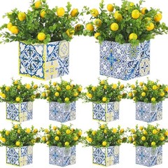 Blue Tiles Lemon Table Centerpiece Decor Amalfi Coast Box Decorations with 4
