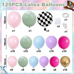 Pink Blue Green Balloons Garland Arch Kit, 125Pcs Pastel Pink Blue Purple Bal…