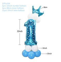 First Birthday Baby Boy/Girl Party 1st Birthday Party Decoration Banner Balloons