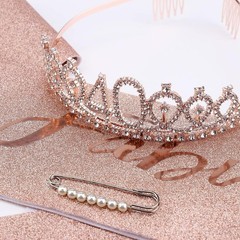 Elegant 40th Birthday Sash & Tiara Set – Perfect Pearl Pin Accessories for Women