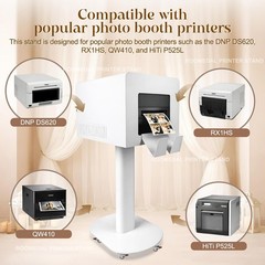 Photo Booth Station with Printer Enclosure,Selfie Kiosk Stand for Wedding Party