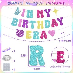 9th Pink and Purple Birthday Decorations,In My Birthday Era Banner Number 9 B…