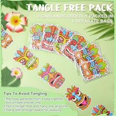 8 Pieces Party Decorations Tiki Hanging Banner Aloha Luau Garlands Hawaiian