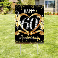 60th Anniversary Yard Sign Decoration Happy 60th Anniversary Wedding Outdoor …