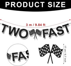 TWO FAST Happy Birthday Banner, Themed Party Supplies as the picture shows