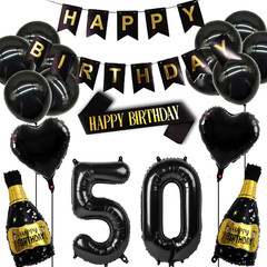 50Th Birthday Decorations Set Women and Men, Black Gold 50 Birthday Decoration B