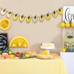 Lemon Felt Banner Garland Decor Vintage 3D Fruit Hanging Garland with Wooden …