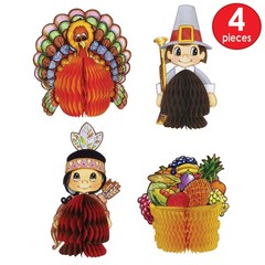 Beistle 4 Piece Thanksgiving Decorations Mini Pilgrim And Turkey Table…