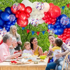 60 Pcs 12 Inch Red White Blue Balloons Patriotic 4th of July Party Decor