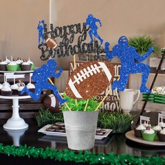 16PCS Glitter Football Party Centerpiece Sticks Birthday Decorations Table Sport