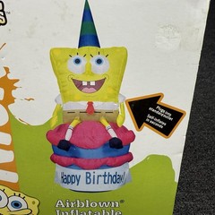 Gemmy SpongeBob SquarePants 4 Foot Air Blown Happy Birthday Indoor/Outdoor Works