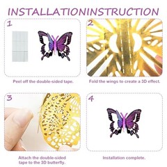 3D Butterfly Wall Decor Pcs Multiple Sizes Styles Butterfly 24 Pve Black Purple