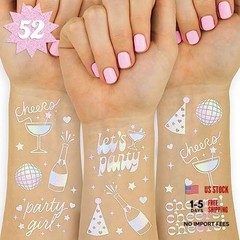 Cheers Party Temporary Tattoos – 52 iridescent styles | Bachelorette Party