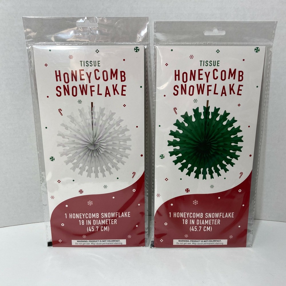 Honey Comb Tissue Snowflake Lantern Pom Poms Wedding Birthday Party Set of 3