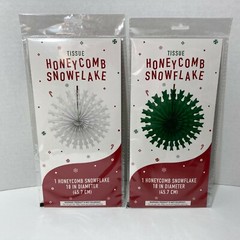 Honey Comb Tissue Snowflake Lantern Pom Poms Wedding Birthday Party Set of 3