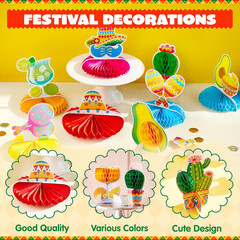 12 Pcs Cinco De Mayo Fiesta Honeycomb Centerpiece Taco Mexican Party Table Decor