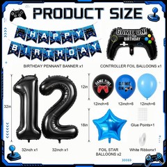 12th Birthday Decorations for Boys,Video Game Birthday Party Decoration with …