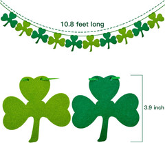 4 Pack Felt Shamrock Garland Banner St. Patrick’S Day Decorations NO DIY Green S