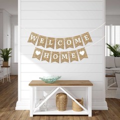 Pre-strung Welcome Home Banner – No DIY 72 inches x 7 x 5 inches, Gold