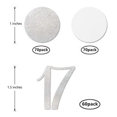 200 PCS Silver Glitter 17 Confetti, 17th Birthday, Number, Table Decoration