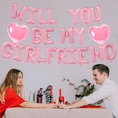 16 Inches Pink ‘WILL YOU BE MY GIRLFRIEND’ Balloons Banner â€“ Mylar Proposal L