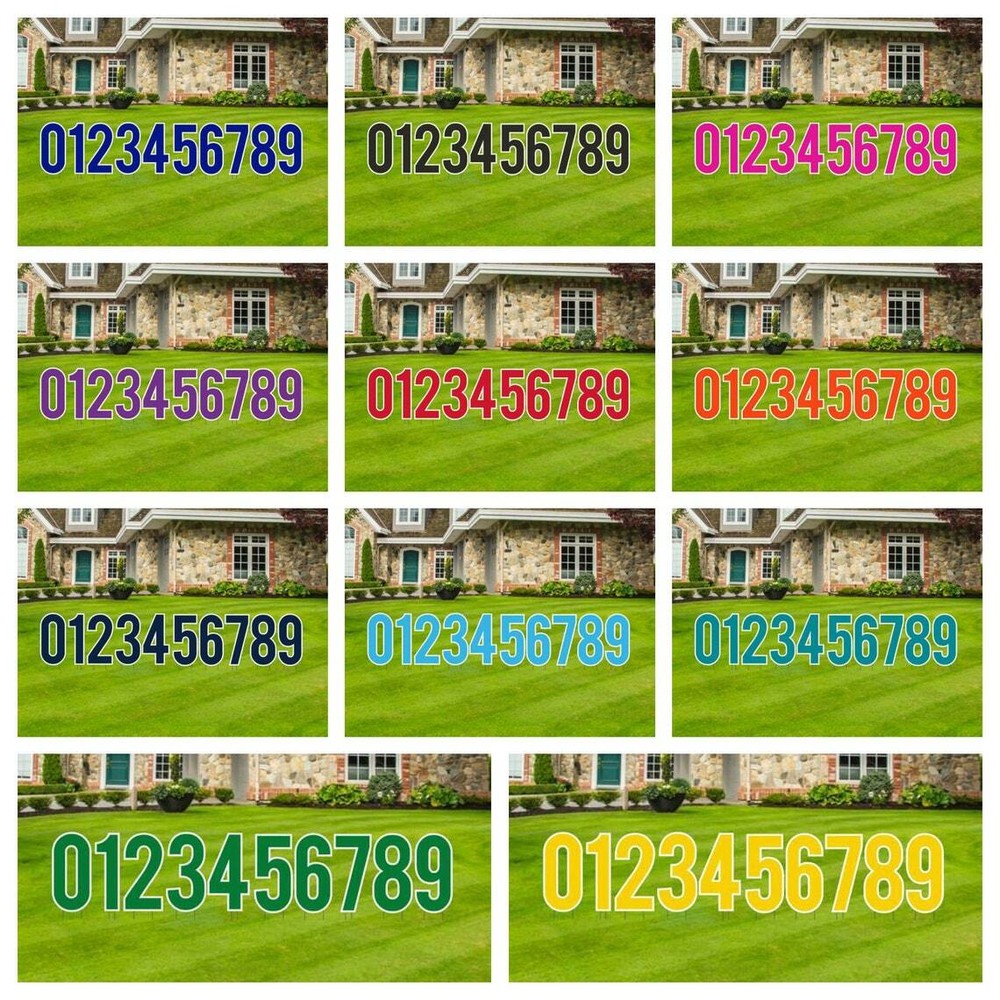 24” Yard Card Numbers Set, 10pc Yard Letters in Bebas Font, Includes Stakes