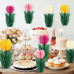 PCS Flower Honeycomb Decor Tulips Table Centerpieces Spring Decoration for Home