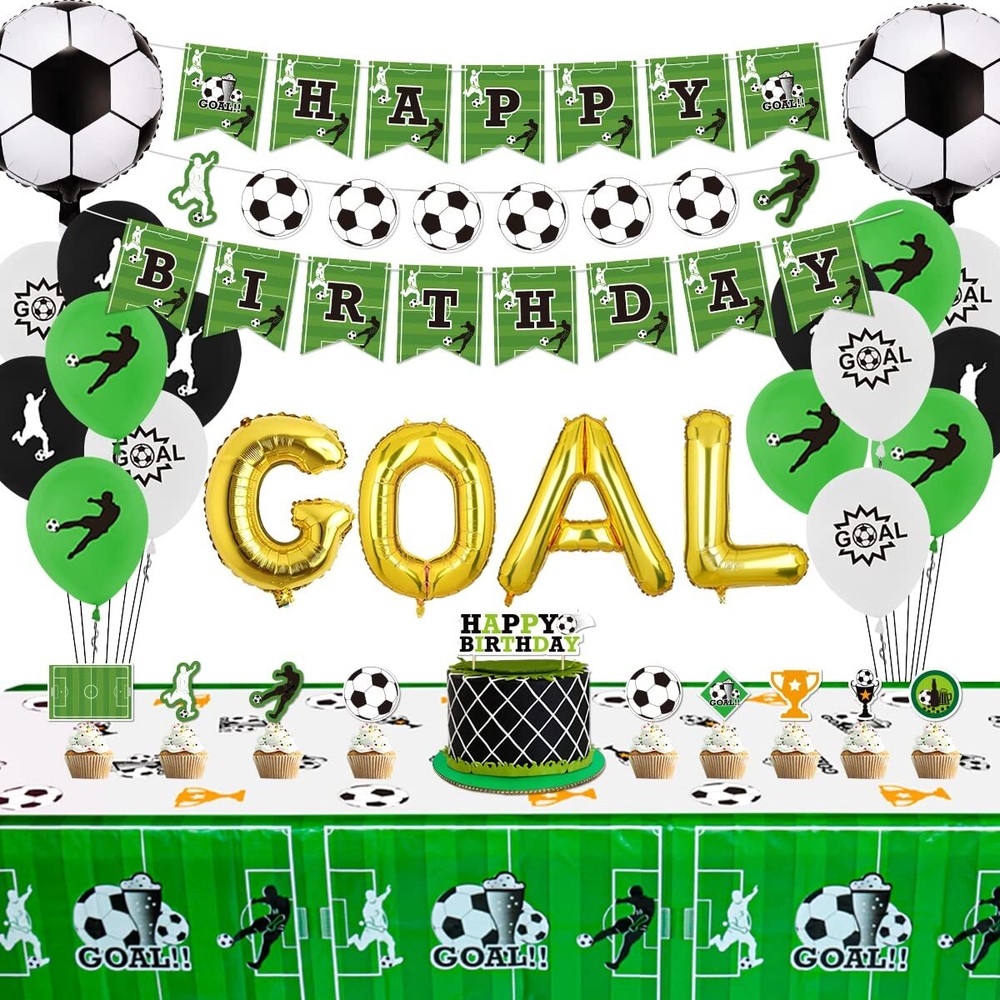 Soccer Birthday Party Decorations Soccer Happy Birthday Banner And Cake Toppe…