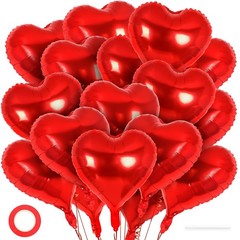 24 Globos De Aluminio Corazones Rojo 18 Inches Para San ValentÃ­n Mi Novia Mujer