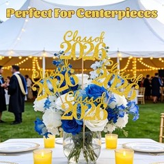 Graduation Decorations 2026, 12 PCS Graduation Centerpieces for Tables, Gold Gli