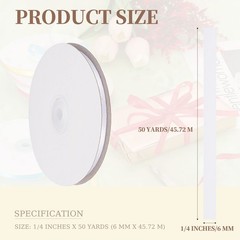 1/4 Inches x 50 Yards Satin Ribbon Roll Gift Wrapping Ribbon, White