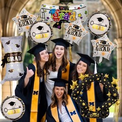 Congrats Grad Decorations, 9 PCS Graduation Balloons Picture Frame Certificat…