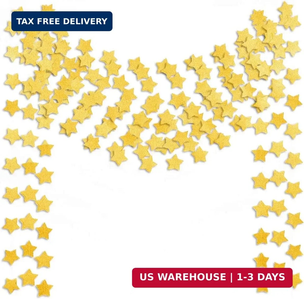 6 Pcs Gold Glitter Star Paper Garland Twinkle Bunting Banner Hanging Decorations