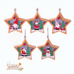 LED Christmas Tree Ornaments Decorative Wooden Santa Claus Charm Pendant Decor