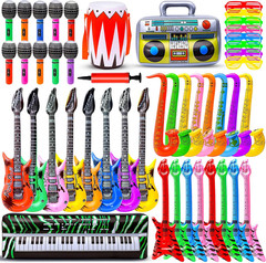 Inflatable Rock Star Toy Set, 48Pcs Inflatable Party Props for Kids 80S 90S Part