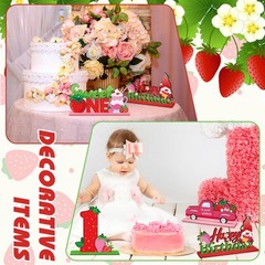 6 Pcs Strawberry Sweet One Table Wooden Centerpiece Decorations Strawberry Fi…