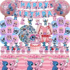 103PCS Stitch Party Supplies Birthday Decorations Set Include Banner, Balloon…