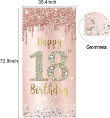 Eye-Catching 18th Birthday Door Sign – Pink Rose Gold with Stars & Diamonds