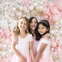Pink Bow Balloons Arch Garland Kit,199Pcs Pink and White Balloon Arch Kit wit…