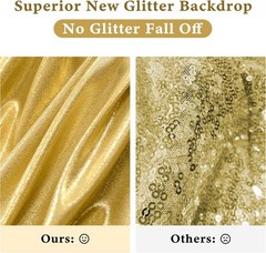 10x10ft Gold Sequin Backdrop Curtains, Wrinkle Glitter Backdrop Drapes for