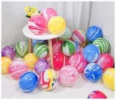 Rainbow Tie Dye Balloons 100PCS 12 Inch Agate Marble Latex Swirl Balloons For…